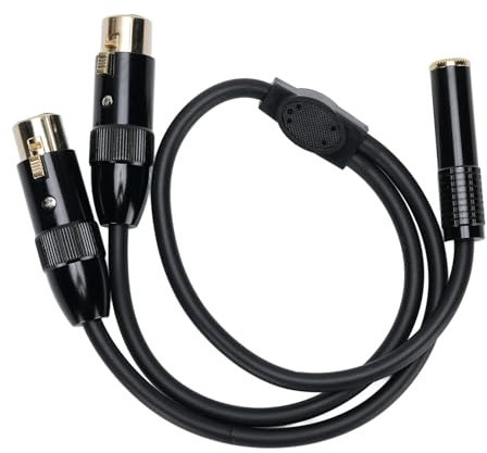 Xlr to 1 4 Inch Y Splitter Cable Quarter Inch for Xlr Female, Stereo Pin Female Interconnect Type Splitter Cable for Cord Wire, Microphone Cables