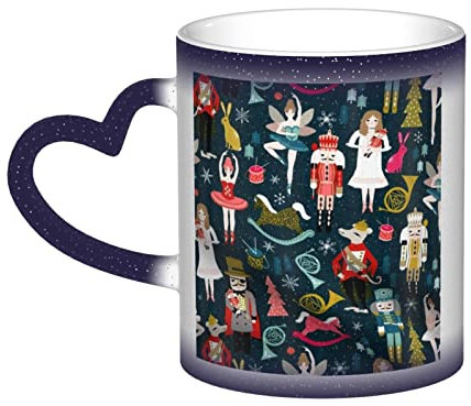 XTXGBT Tasse à café en céramique à changement de couleur pour femme Motif Casse-noisette Ballet Dance Noël Cadeau f