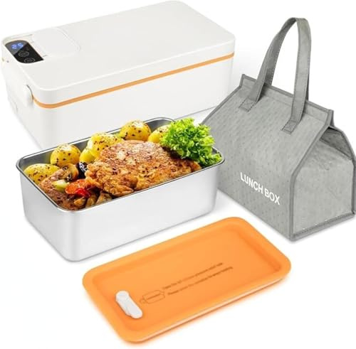 SuhoFutus Elektrische Lunchbox, Lunchboxen mit USB-Akku-Heizfunktion, 1 L Wärmebox für Speisen, 40W Heatsbox, Tragbare Lunchbox mit Isolierter Tasche, für Büro und Reisen