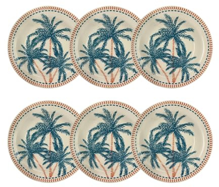 NOVASTYL - Lot 6 assiettes creuses tropique 21.5cm en grès - 2614866