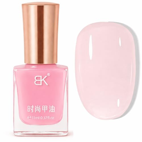 Jelly Nail Polish - Sheer Pink Translucent Nail Varnish, Milky Pink Glossy Quick Dry Long Lasting Breathable Nail Polish, 60 Seconds Quick Dry - No UV Needed DIY Manicure Nail Art for Women Girls