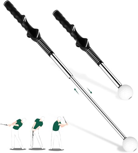 KALAUTO Telescopic Club, Retractable Golf Swing Training Aid with Golf Grip Trainer,Practice Golf Stick & Golf Swing Trainer for Warm-up/Indoor Practice/Strength & Tempo Training (Left-Handed Black)