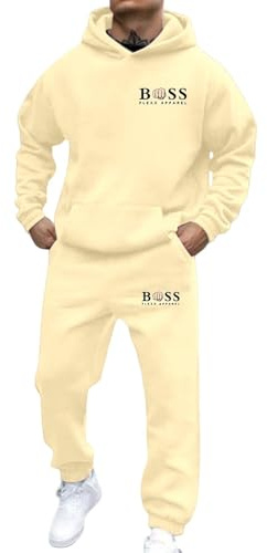 WAZHAKU Tuta sportiva da uomo, con cappuccio, a maniche lunghe, 2 pezzi, con cappuccio e pantaloni da jogging, set invernale