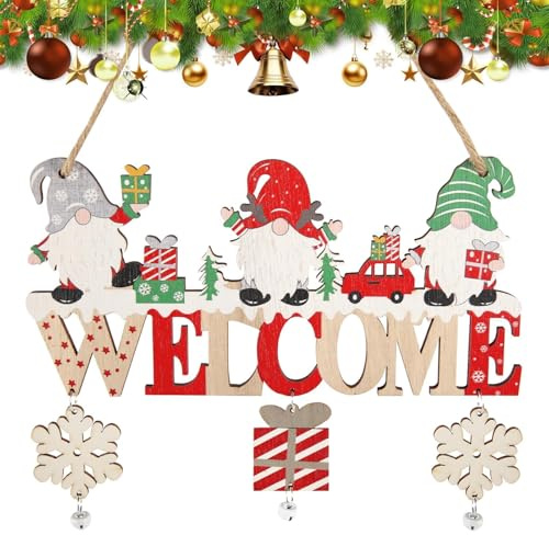 prota Weihnachten Tür Hängende Dekorationen, Holz Aufhänger Schriftzug mit Santa Claus, Weihnachtsdeko Tür Deko Türschild Frohe Weihnachten aus Holz Weihnachtsdeko Willkommensschild