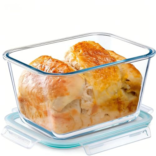 NUTRIUPS 2.7QT Glass Large Loaf Tin with Lid, 22×16.5×13 cm Deep Loaf Bread Baking Nonstick Pans with Airtight Lids, Rectangular Bread Tin for Homemade Meatloaf Sourdough