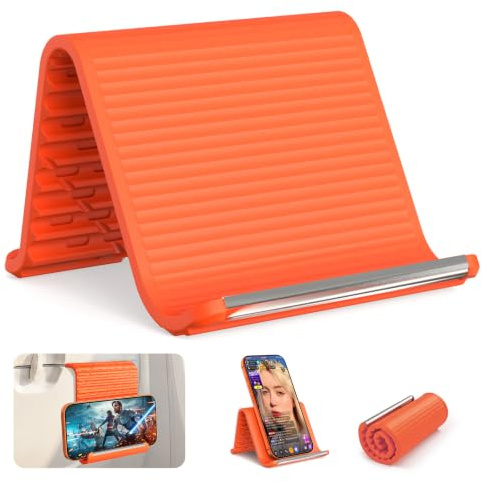 SEANCHEER Support de téléphone en Silicone Souple, Pliable à volonté, Compact, Portable et réglable, Conception concave-Convexe antidérapante, Support de Bureau pour Voyages, Avion, Bureau et Maison
