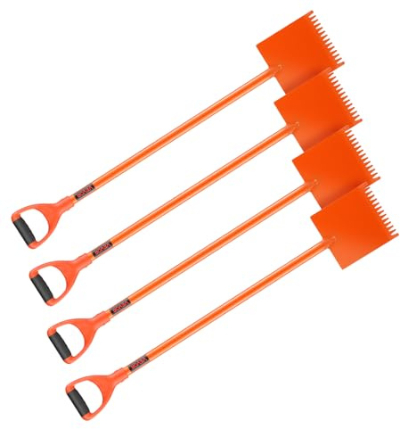 VEVOR Bältesspade, set om 4, takspade, D-handtag, 45# höghårdhetsstål, lätt verktyg för att enkelt dra av bältros och spikar, för kommersiell och bostadsanvändning, orange