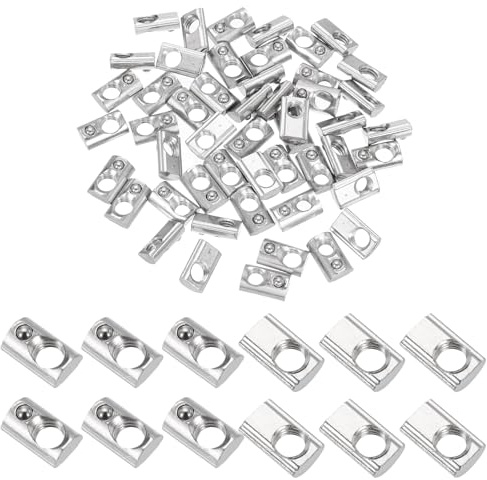 PATIKIL M6 Half Round Roll in Spring t Nuts, 100 Pcs 2020 Series Carbon Steel t Slot Spring Nuts for 6mm Aluminum Extrusion Profile 3D Printer DIY Tools Furniture Assembly, Silver