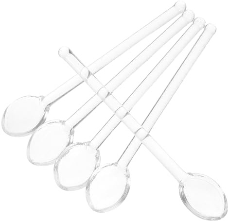 NUOBESTY Lot De 5 Cuillères à Expresso En Verre 13 Cm Cuillères à Café Mélanger Miel En Verre Haute Borosilicate Usage Café Et Dessert Ensemble 5 Pièces