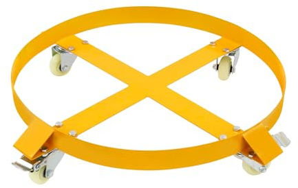 55 Gallon Drum Dolly with Steel Frame 264.55lbs Capacity Cross Base | 2 Brakeable Heavy Duty Barrel Dolly Cart Cross Base with 4 Wheels