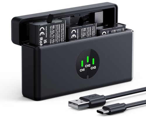 K&F CONCEPT 3-Pack Action 6 Battery with Upgraded OSMO Action 5 Pro Battery Charger Compatible with DJI OSMO Action 6, Action 5 Pro, Action 4, Action 3, OSMO 360 Cameras