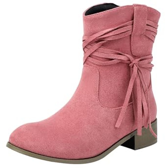 Botines de ajuste ancho para mujer, botines de media pantorrilla con cremallera lateral y tacón bajo, botas cortas de estilo holgado, cómodas botas de moda diaria para mujer; ideales con calcetines