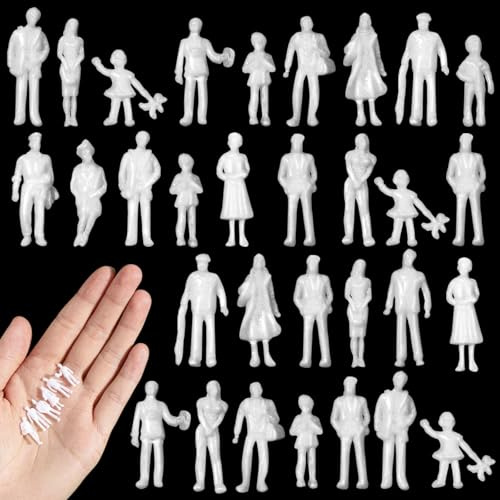 Namalu 30 pezzi Scala 1: 100 Personaggi in Miniatura per Modellismo Mini Figure Diorama Figurine di Persone Bianche Non Verniciate Modello in Scala Architettonica Modellini di Persone