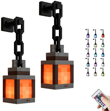Linterna de Píxeles Led de 16 Colores, Luz Nocturna Recargable Por Usb con Control Remoto y Táctil, Lámpara de Ambiente de Pared O Mesa Para Sala de Juegos, Decoración Para Hombres (2 Unidades)