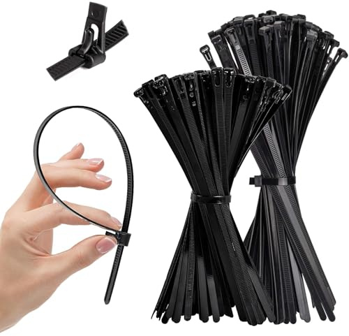 MANICAF Kabelbinder Set, 100 Stück Kabelbinder Wiederverschließbar Schwarz