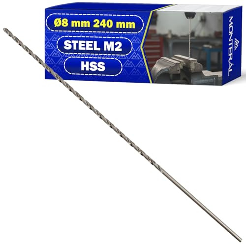 HSS Broca para Metal Duro Largo Ø 8mm 240mm en Acero Aleado Templado M2