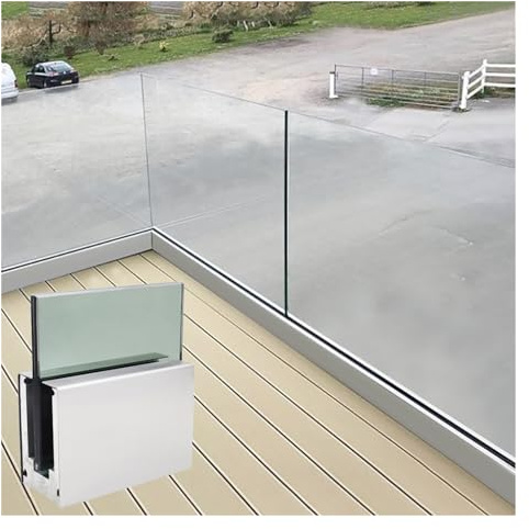 Abrazadera de aluminio resistente for barandilla de terraza de cristal, for uso interior/exterior - Perfecta for balcones, jardines y vallas de piscinas(Silver,L0.8M)