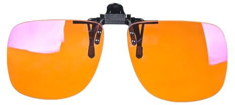 SHINU Blaulichtfilter-Clip-On Mit Roten Gläsern Für Besseren Schlaf Polarisierter Sonnenbrillen-Clip-On Mit Orangefarbenen Gläsern Blaulicht Reduzierend
