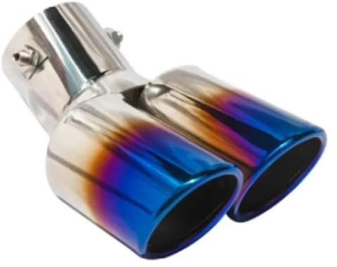 Embellecedor Universal para Tubo de Escape de Coche, silenciador, decoración de Cola de Tubo, Acero Inoxidable, Estilo Doble Curvado (curvatura esmaltada).