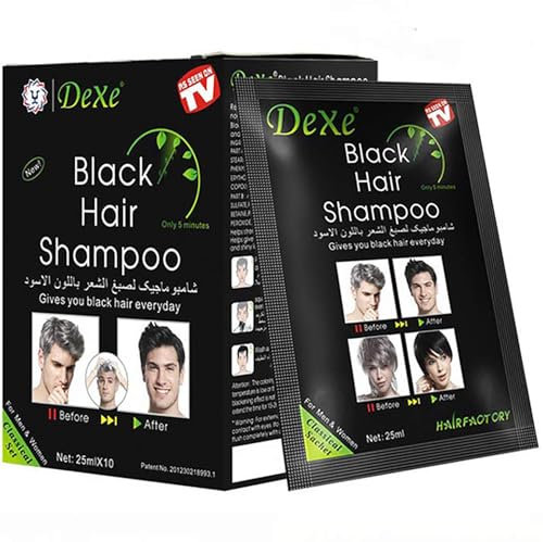 Instant Hair Dye Hair Color Shampoo, semi-permanent, 10 Beutel/Box (schwarz)