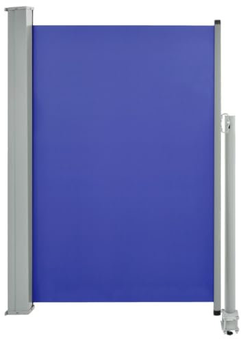 vidaXL Tenda Laterale Retrattile da Patio Chiusura Automatica Tendalino Privacy Parasole Frangivento Telaio in Ferro 120x300 cm in Tessuto Blu