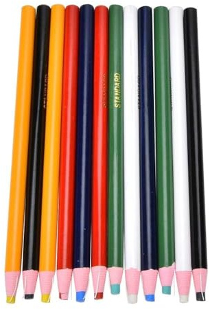 12 Stück China-Marker 6 Farben, Ziehschnur, Fettstift, Wachsstift, freies Schneiden zum Markieren glatter Oberflächen