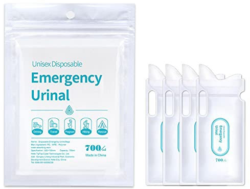 Asudaro Travel Urinal Toilet, Pack of 4 Portable Natural Champagne Bags Disposable Urine Bags Toilets Urinal Vomit Bag Emergency Toilet for On the Go, Car, Camping, Travel, Emergency, 700 ml White
