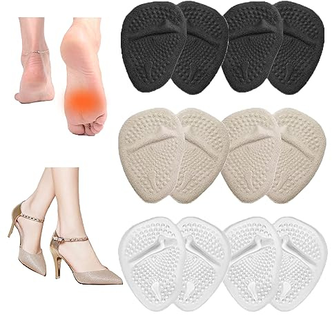 6 Paires Demi Semelles Coussinets pour Chaussures, Scettar Semelles Antidérapantes Avant Pied Les Femmes, Coussinets Plantaires pour Talons Les Chaussures à Talons Hauts,Soulage Pieds qui Chauffent
