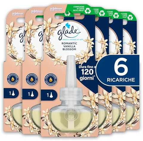 Glade Elektrisk luftfräschare med eteriska oljor, doft vanilj, 6 påfyllningar