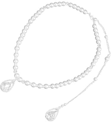PACKOVE Rücken Kette Körperschmuck Abschlussschmuck Halskette Halsketten Perlenkette Anhänger für Mädchen Hochzeitshalskette Strasssteine Körperkette Goldene Halskette