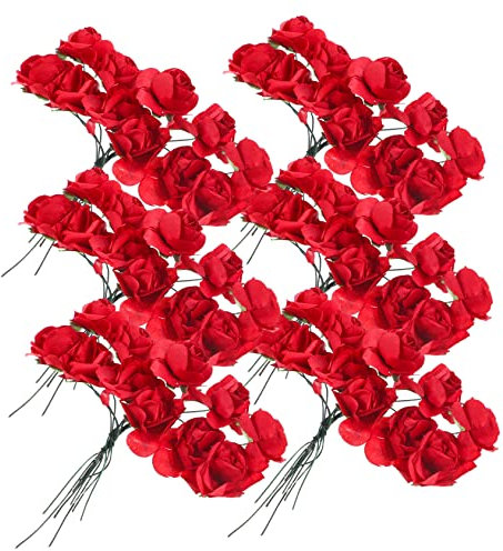 STOBAZA 144stücke Papierrose Kunstblumen Für Hochzeits Und Festtagsdekorationen Imitation Blüten Für Kreative Bastelprojekte Rot Langlebig Und Farbecht