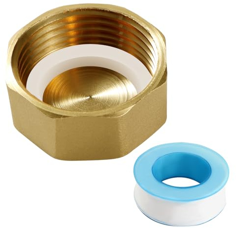 Lyeteung Brass G1 Female Pipe Cap with Hose Washers and Raw Material Tape