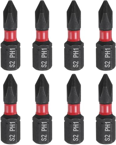sourcing map 8pcs PH1 Phillips Screwdriver Bit 1/4 Hex Shank 25mm/1 Length Magnetic Cross Head Hex Bits S2 Steel Screw Driver Bit Industrial Grade Electric Drill Bits