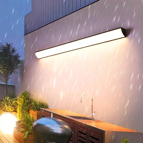 Acryl Aluminium Lange Wandleuchte LED Wasserdicht IP65 Wandbeleuchtung Außen Moderne Kreative Wandlampe Innen Dekorieren Wandleuchte Terrassen Villa Außenwandleuchte (Schwarz Warmes Licht,150cm)