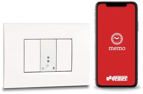 VEMER VE798200 Mini Time – Interruptor horario Digital Bluetooth empotrable 1 módulo, Temporizador con programación horaria y astronómica vía App para Luces, Puertas, persianas, Color Blanco