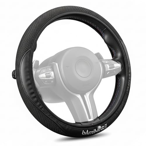 bAm!MoRE Coprivolante Auto Universale 38cm - Antiscivolo, Estivo e Invernale, Elegante e Resistente - in Ice Silk e PU