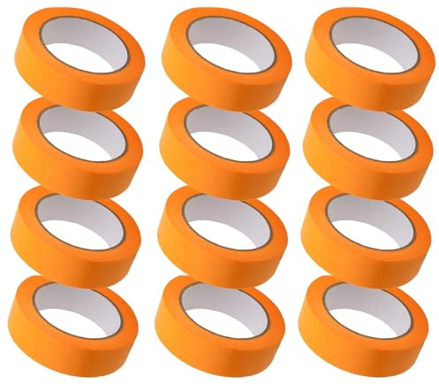 CHUIFAI 12 Rollen Goldband Malerkrepp 30mm x 50m, Kreppband Abklebeband Maler, Malerklebeband für Wandanstriche, Möbellackierung, Autolack-Reparaturen