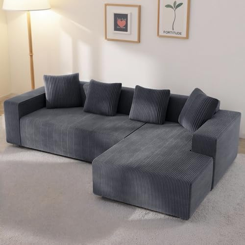 Sofá de esquina, sofá de 3 plazas combinado Cloud con sillones reclinables en L, sofá de compresión moderno con asiento profundo, no requiere montaje