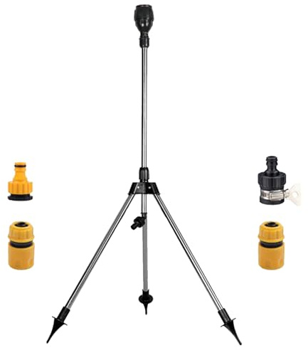Irrigatore per treppiede – Irrigatore da giardino – Rotante a lungo raggio – Impianto idrico | Irrigatore da giardino con base telescopica in metallo | Irrigatore domestico perfetto per prato, orto e