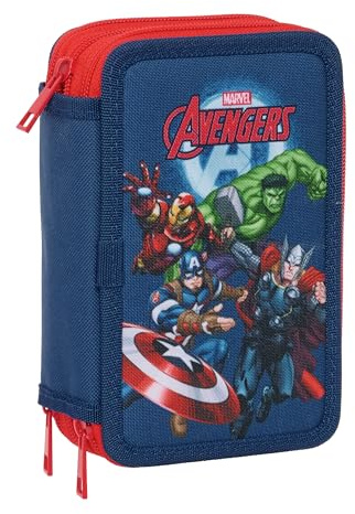 Avengers - Trousse Scolaire avec 37 Outils Inclus, Trousse pour Enfant, idéale pour Enfants de 5 à 14 Ans, Confortable et Polyvalente, qualité et résistance, 12,5 x 5,5 x 19,5 cm