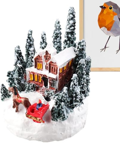 Generico Beleuchtetes Weihnachtsdorf-Set mit Weihnachtsdorf, Kollektion Souvenir, Bunte Mikrolandschaft, für Wohnzimmer, Schlafzimmer, Nachttisch, Freunde und Familie