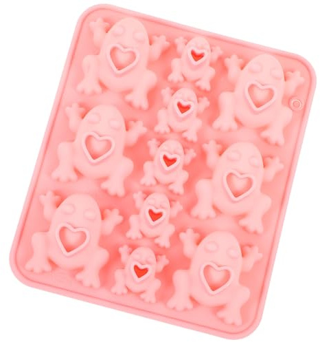 jojofuny Moule Silicone Grenouille Cavités Variées Antiadhésif Flexible pour Chocolat Bonbons Desserts Pâtisserie Cuisson Réutilisable Rose
