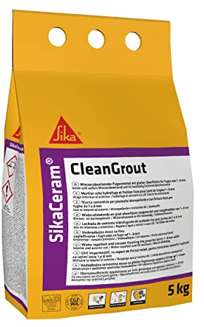 Sika SikaCeram CleanGrout – High-Performance Floor and Wall Tile Grout – Water Repellent – UV Resistant – Frost Proof – Absolute Black – 5kg