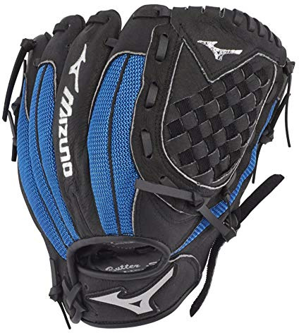 Mizuno GPP1050Y3RY Prospect Series PowerClose Baseball Gloves, 10.5, Left Hand ,Black/Royal Tartan Flex Web