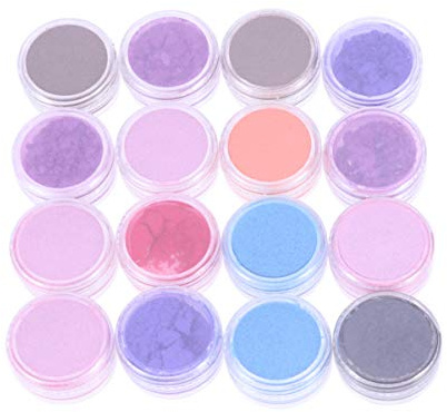 Supvox Glitter Pulver Seife Farbstoff Glimmer Pulver Pigment Lidschatten Lipgloss Gesicht Nail art Nagellack Pigment Pulver Herstellung Farbstoff Set 16 STÜCKE