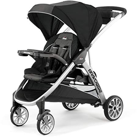 Chicco BravoFor2 Standing/Sitting Double Stroller - Iron, Black/Grey