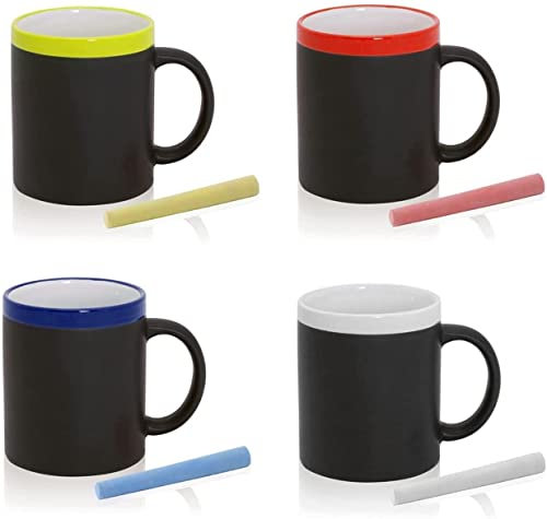 Deliex delicias de Extremadura Lote Tazas Pizarra Cerámica Colores Variados Tiza Dibujar Niños (45 ud)