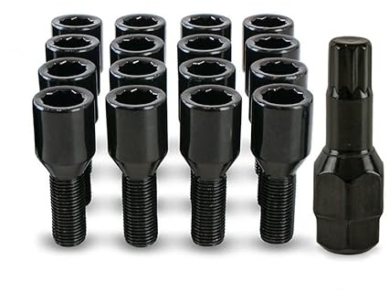 16x Black Slim FIt Wheel Bolts Nuts for Citroen DS3 Aftermarket Alloys | Precision Black Wheel Nuts designed to fit Aftermarket Alloy Wheels Only.