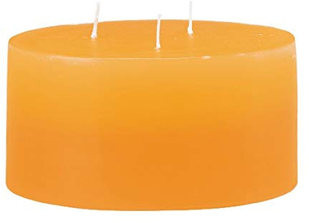 Stumpenkerzen 3-Docht Kerze Gelb/Orange 7,5 x Ø 15 cm, Mehrdochtkerze, durchgefärbt