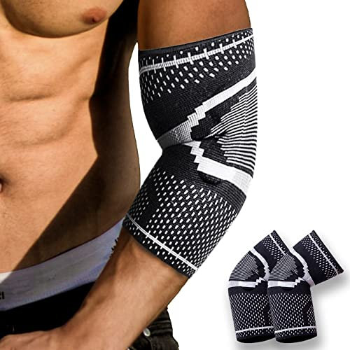 GIRYES Ellenbogenbandage 2 Stücke,Rutschfeste Ellbogenstütze, Kompressionsarmstützen für Tennisarm, Arthritis, Sehnenentzündung, Gelenkschmerzen, Feuchtigkeitstransport,Golfer- Ellenbogen(M)